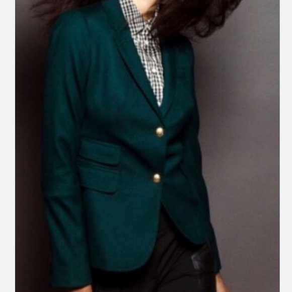 J. Crew Schoolboy Wool Emerald Green Blazer Jacket Sz 6